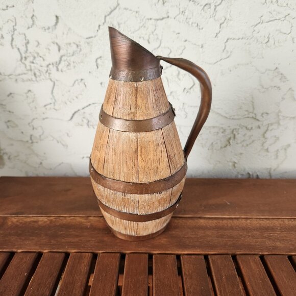 Antique French Cider Jug ca. 1900 – 9" high Barrel Form Rustic Farmhouse Pitcher - Picture 1 of 15